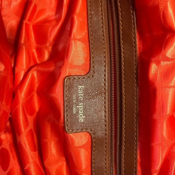kate spade Hot Pink Nylon Satchel with Brown Leather Handles EUC - Picture 10 of 12